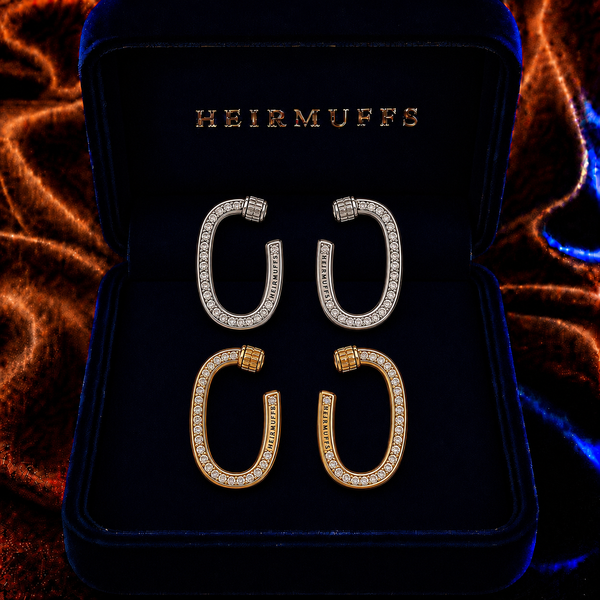 Oval Hoop Medium HEIRMUFFS Front Set in silver and gold
