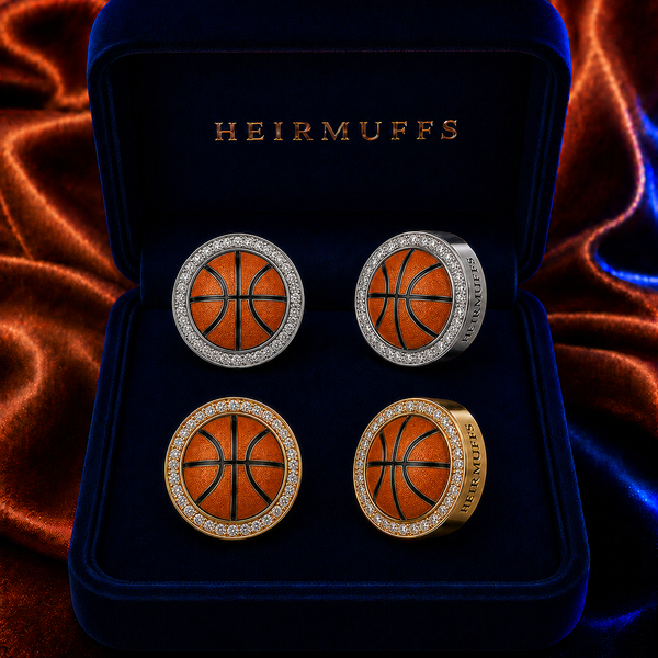 Basketball HEIRMUFFS Front Set in silver and gold