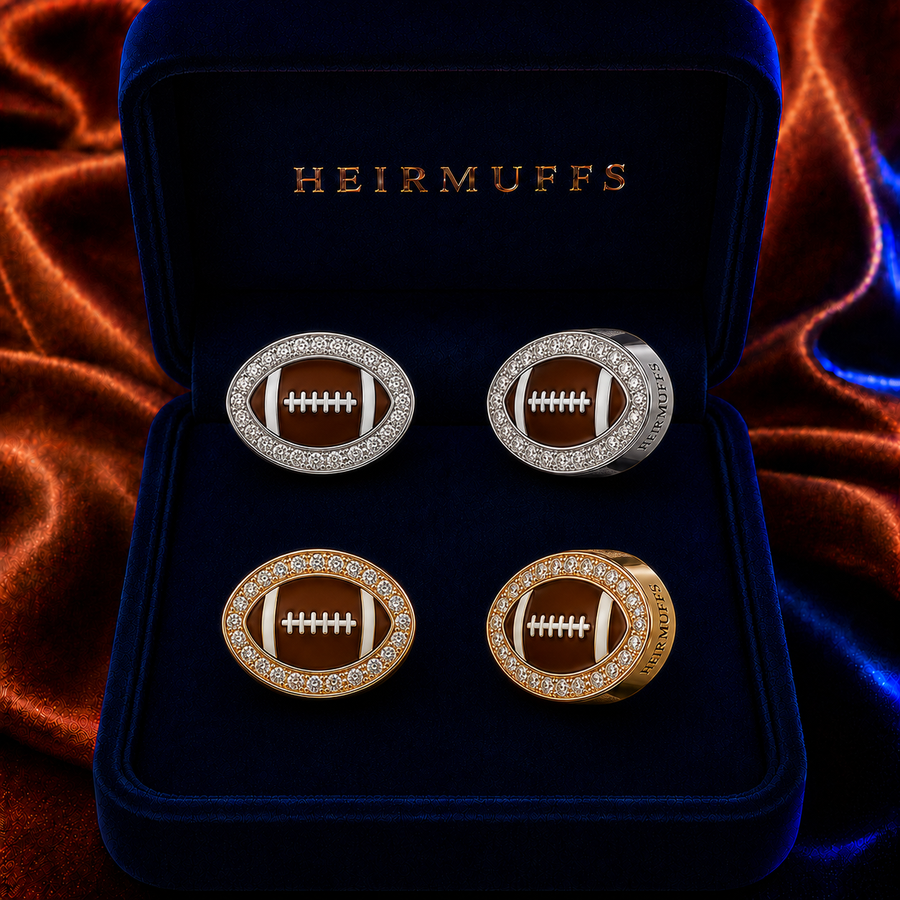Football HEIRMUFFS Front Set in silver and gold