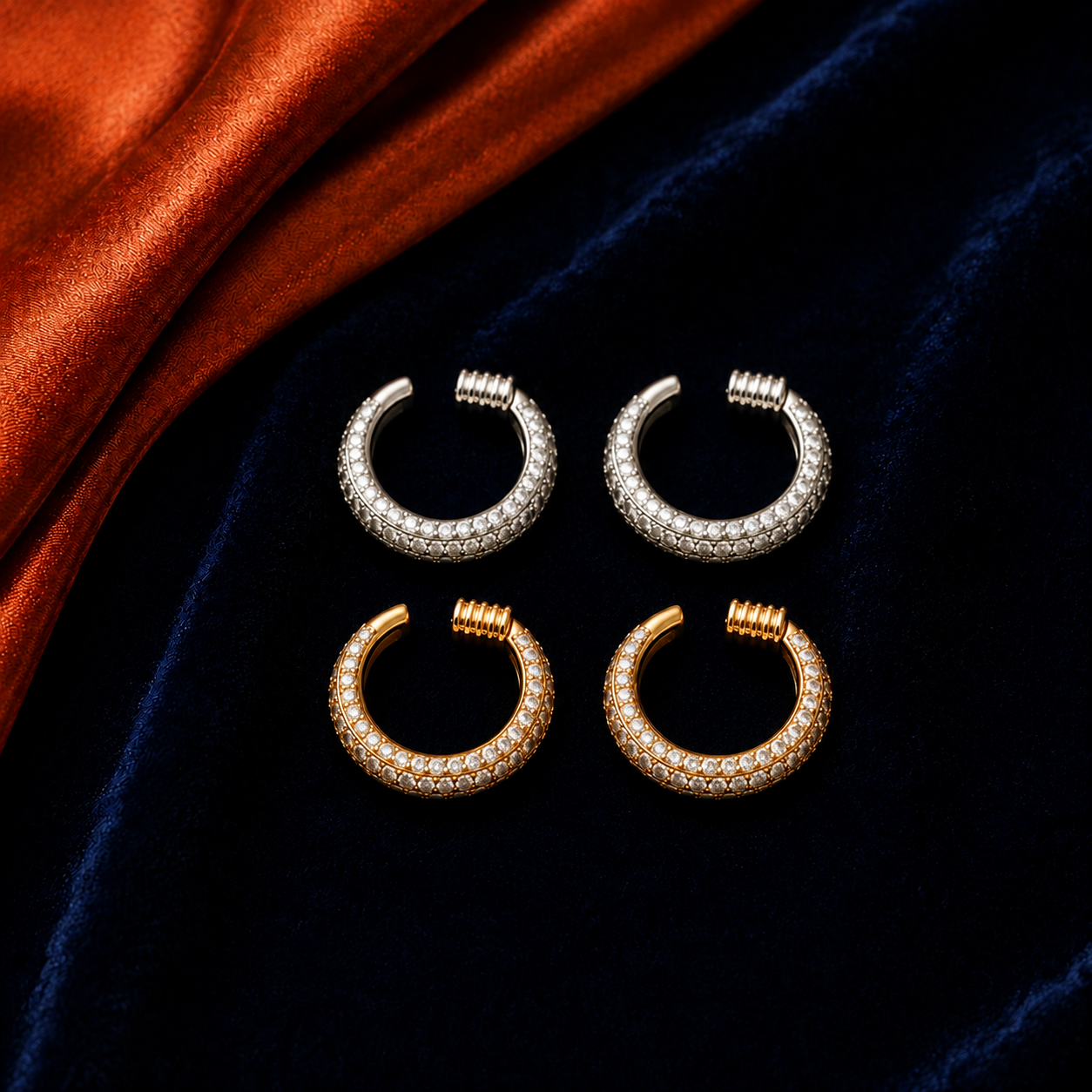Pavé Huggie interchangeable earring fronts by HEIRMUFFS