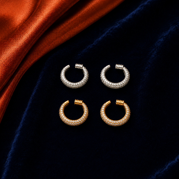 Pavé Huggie interchangeable earring fronts by HEIRMUFFS