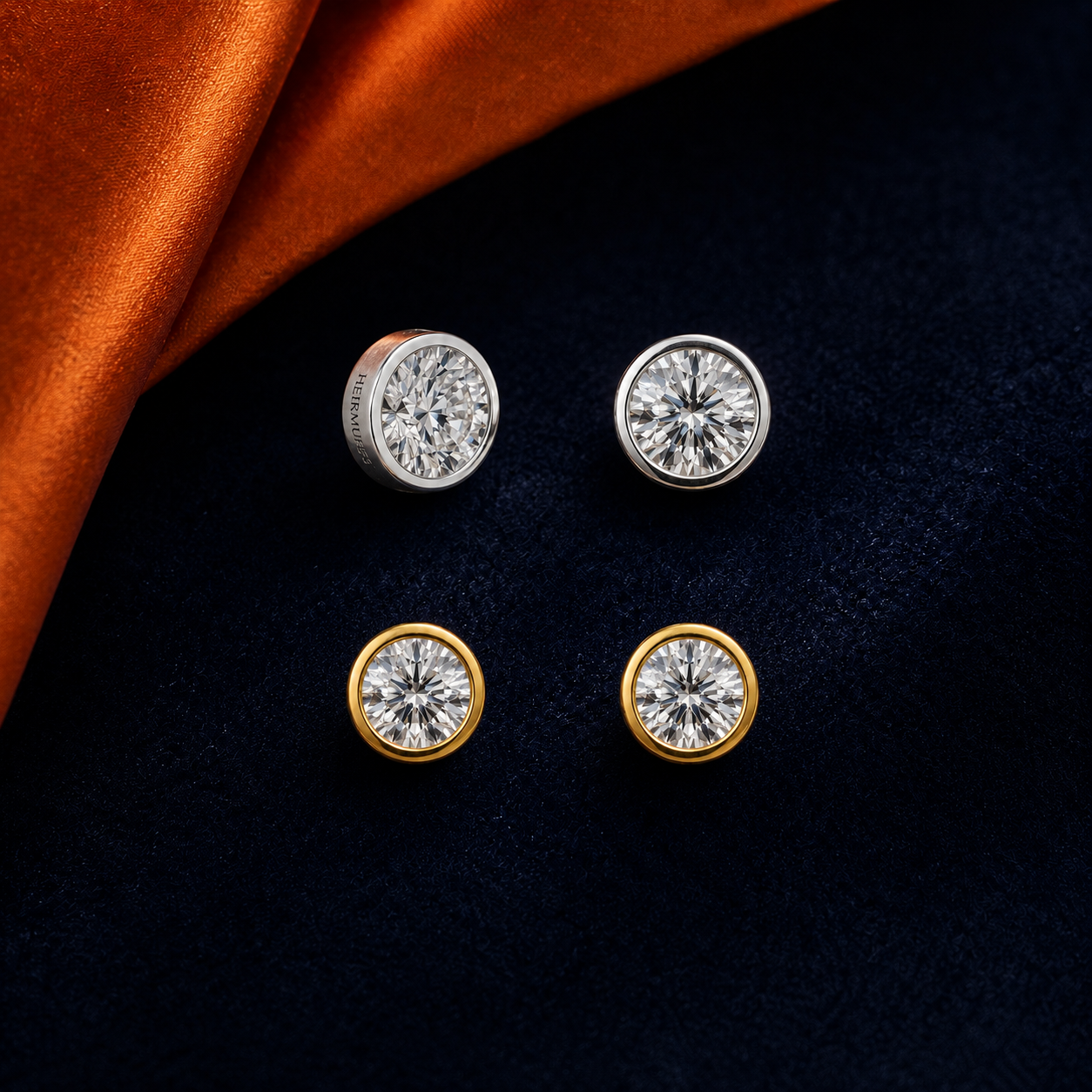Bezel Set Stud interchangeable earring fronts by HEIRMUFFS, 4mm