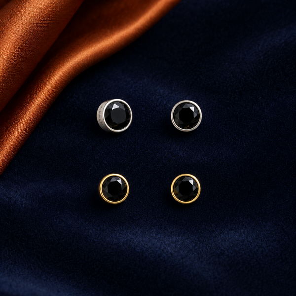Black Stone Stud interchangeable earring fronts by HEIRMUFFS, 4mm