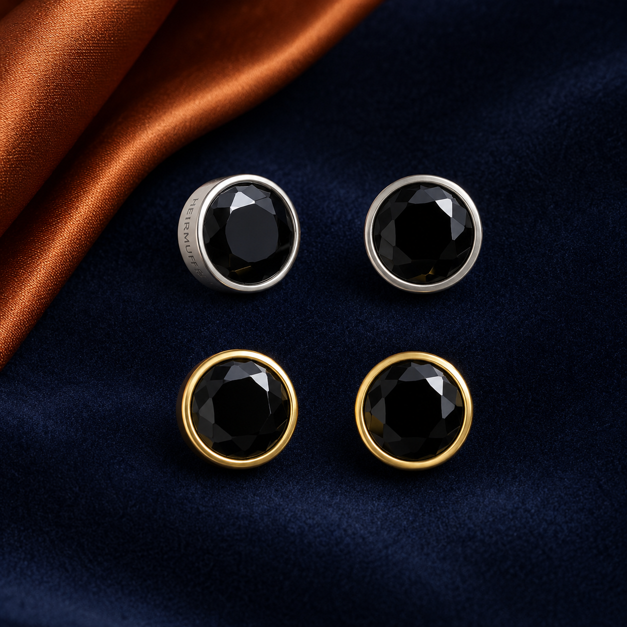 Black Stone Stud interchangeable earring fronts by HEIRMUFFS, 5mm