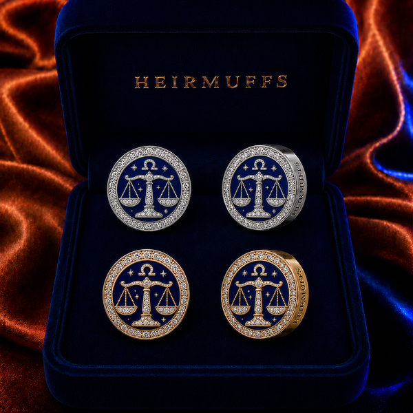 Libra Zodiac HEIRMUFFS Front Set in silver and gold