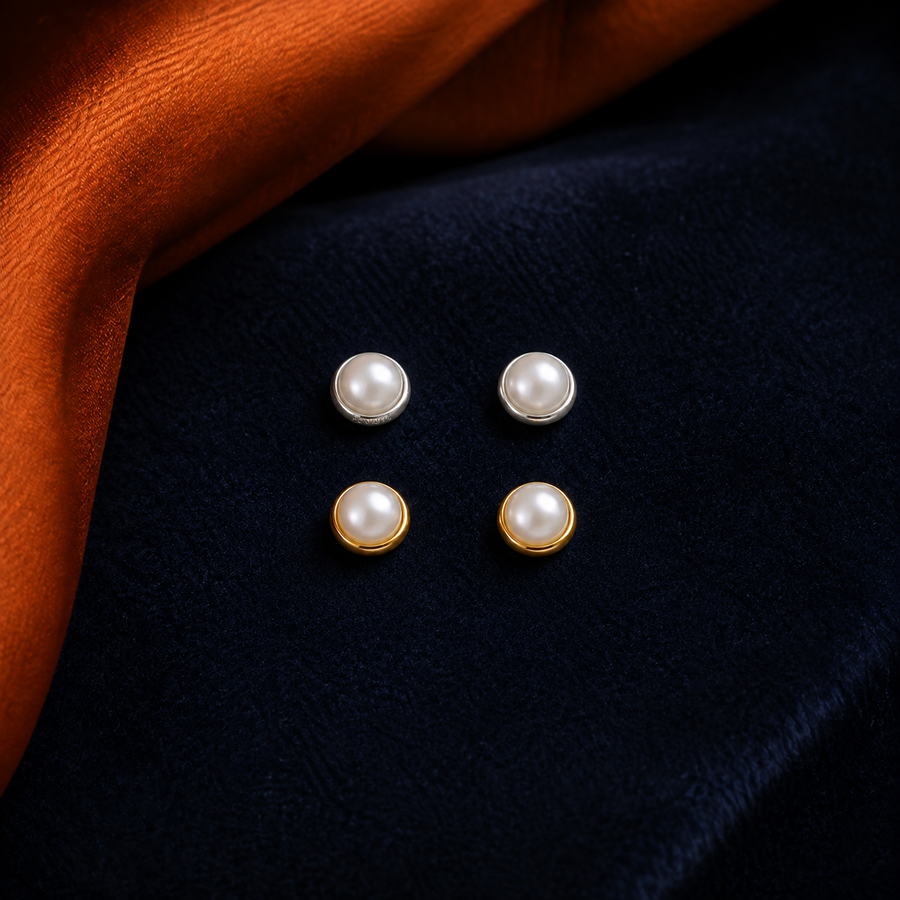 Pearl Stud interchangeable earring fronts by HEIRMUFFS, 4mm
